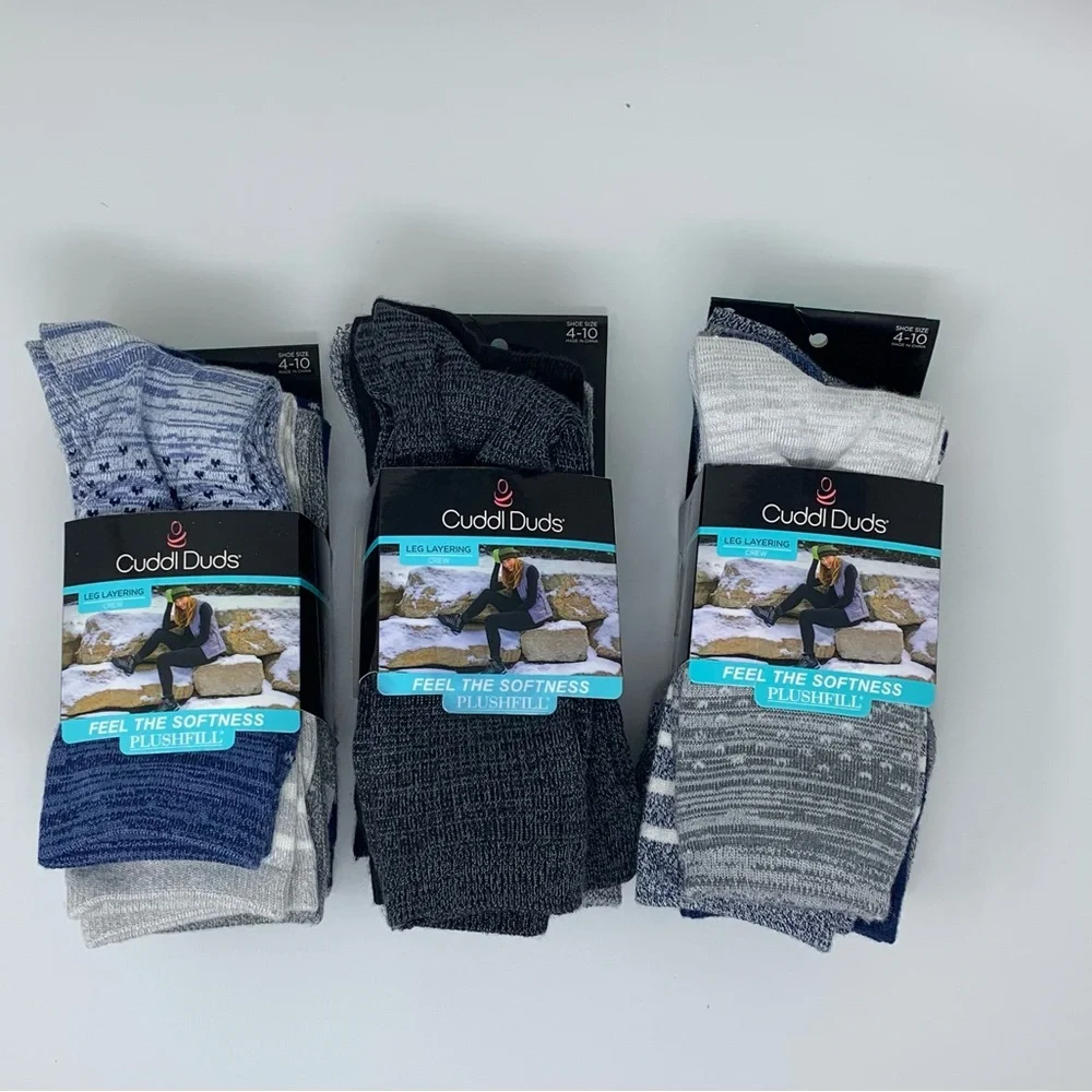 NWT Women’s Bundle of 3, 6-pack Cuddl Duds Casual Socks - Blue, Black, Gray (18)